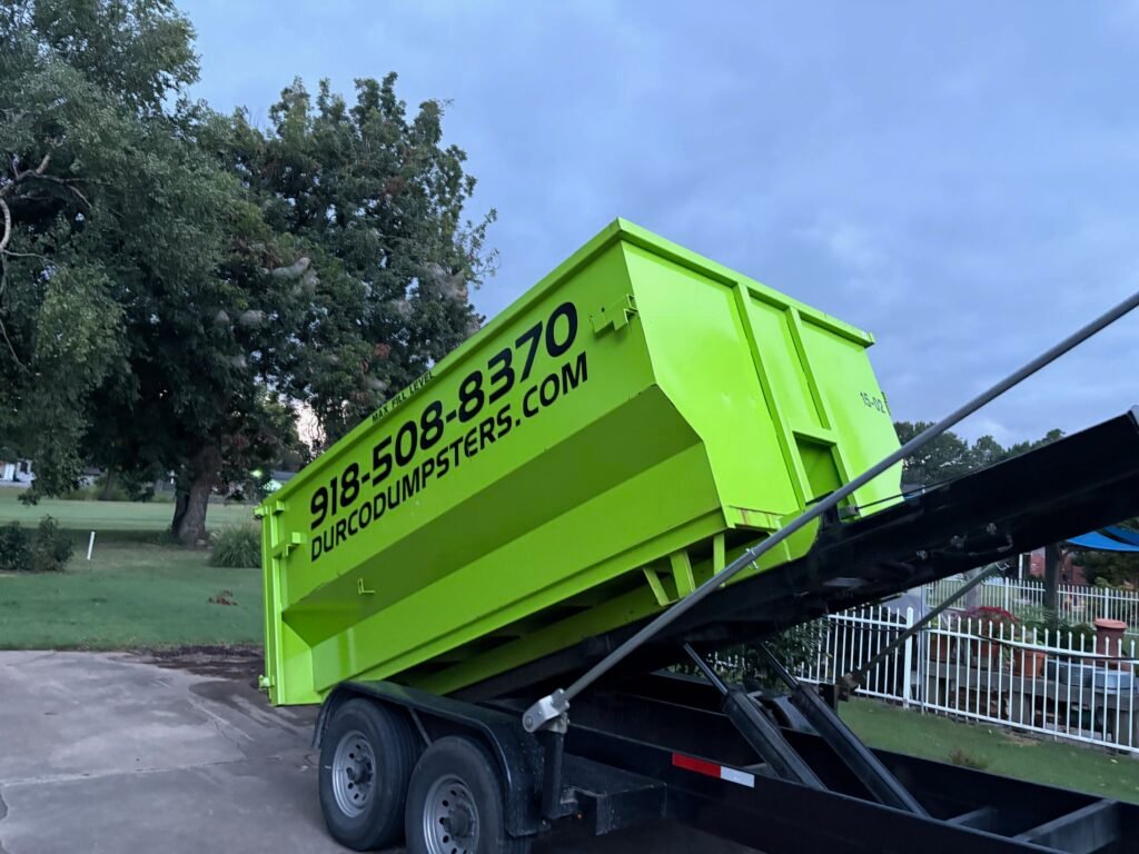 Dumpster Delivery–15 yard dumpster rental Broken Arrow drop for a home remodel