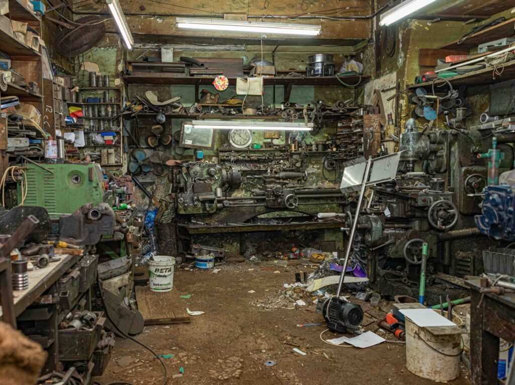 A photo of a garage prior to a garage clean out project in Tulsa, Ok.